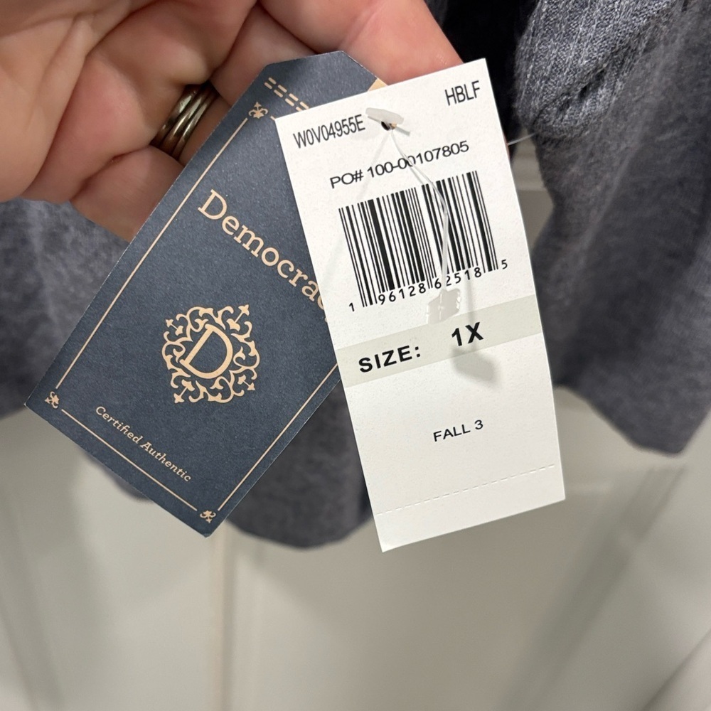 NWT Democracy Dolman Sleeve Sweater Herringbone Pattern Dusty Blue Size 1x - Picture 6 of 8
